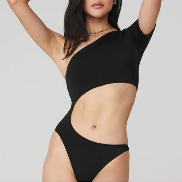 Alo Yoga Body Wave One Piece Bodysuit - Black - Small - Picture 1 of 4